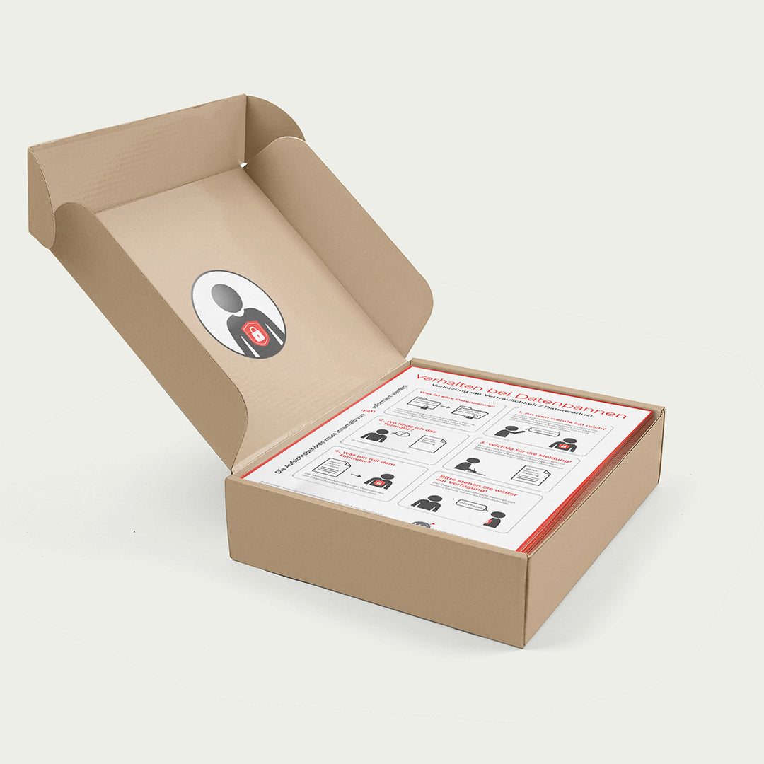 Verpackung für Datenschutz Zeichen bei Verletzung der Vertraulichkeit von Betroffenen als Privacy Icon