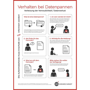 Datenschutz Zeichen: Mitarbeiterinformation zur Meldung von Datenpannen