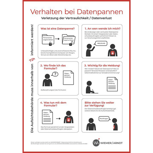 Datenpanne | Datenschutzzeichen für Mitarbeiterinformation zur Meldung von Datenpannen